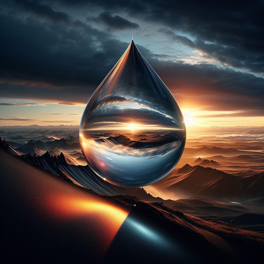 Ejemplo de refracción de luz a través del agua (imagen generada con Dall-E 3)